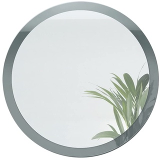 Vladon Spiegel Globe 80 cm, dekorativer runder Wandspiegel für Flur und Wohnzimmer mit MDF-Rahmen in Grau Hochglanz
