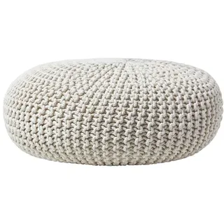 Homescapes Strick-Pouf, Natur, Textil, Uni, Rund, 70x23x70 cm, Wohnzimmer, Hocker, Poufs