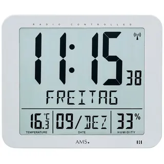 AMS Funkwanduhr AMS Funk-Wanduhr digital, silber silberfarben