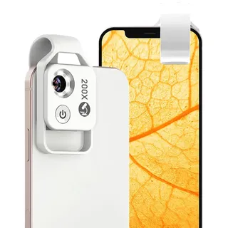 APEXEL 200X Mini-Mikroskop für Smartphone-Kamera, Handy-Mikroskop für Handy, Mikrowelt entdecken, weiß