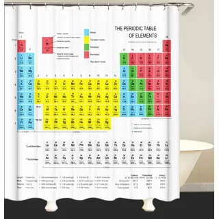 PUOJIEAT Duschvorhang 240x180 Periodensystem Der Elemente, Duschvorhang Anti-schimmel Chemische Elemente 3D Duschvorhänge Waschbar für Badezimmer Badewannen mit 12 Ringe 1105-ZU