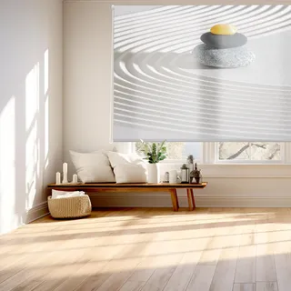 Blindecor Digital | Rollo lichtdurchlässig Bedruckt | Familie Zen| Modell F-MINERALSAND | 170 x 180 cm (Breite x Höhe) | Stoffgröße 166 x 175 cm | Fensterrollos