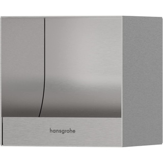 hansgrohe 56065800 XtraStoris Original Toilettenpapierhalter, 15,2 x 15,2 x 14,0 cm, gebürsteter Edelstahl, GPM Wand-Nische