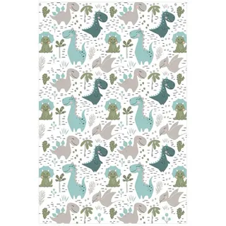 Bilderdepot24 Teppich Vinyl Kinderzimmer Tiere Dino Mädchen Jungen funktional, rechteckig - blau glatt, nass wischbar (Saft, Tierhaare) - Saugroboter & Bodenheizung geeignet blau 80 cm x 120 cm