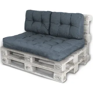 Lacestone - Palettenkissen Palettenauflagen Sitzkissen Rückenlehne Kissen Palette Polster Sofa Couch Set Dunkelgrau - Sitzfläche + 2x Seitenkissen