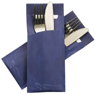 520x Pochetto Bestecktaschen 200x85mm blau marmor inkl. Serviette