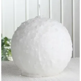 CandleCorner Kugelkerze Schneeball, ca. 12 cm Ø, weiß mit Glitter, einzeln