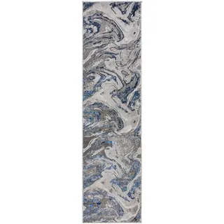 FLAIR RUGS Läufer Marbled, rechteckig, Höhe: 12 mm, dezenter Glanz, mehrfarbig, modernes Marmor-Design, Teppichläufer blau 80 cm x 300 cm x 12 mm
