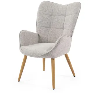 MEUBLE Cosy Sessel Relaxsessel Lehnstühle Polstersessel Einzelsofa mit Holzbein Ohrensessel für Wohnzimmer, Stoff, Beige