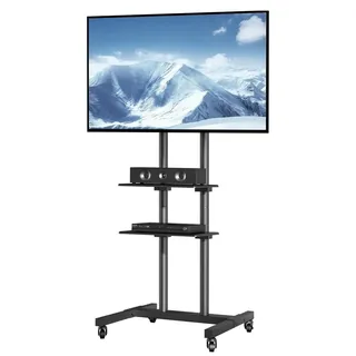 Vevor Mobiler TV-Ständer Mobiler TV-Wagen mit Rollen und einem Tablett