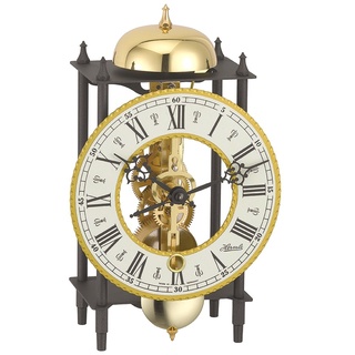Hermle Uhrenmanufaktur Tischuhr, Schmiedeeisen, Schwarz-Gold, 24cm x 13cm x 9,5cm