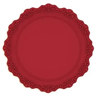 Wambere 2 Stück Runde Tischsets mit Einem Durchmesser von 16.5 cm,Spitzen-Silikon-Tischset,Abwaschbare Platzsets Teller Untersetzer,Wasserfeste Tischsets Rutschfestes placemat,für Esstisch, Küche,Rot