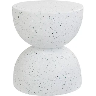 Beliani Beistelltisch Beton weiß Terrazzo Optik rund ⌀ 40 cm Caoria