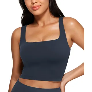 CRZ YOGA Damen Butterluxe Sport BH Gepolstert Ohne Bügel Crop Tops Atmungsaktive Yoga Tank Top Fitness Workout Sports Bra Echte Marine 40 - 40