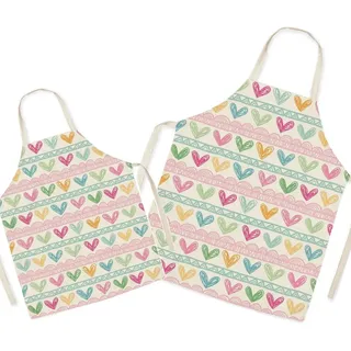 Eyands Eltern-Kind-Schürze für das Kochen - super nettes Muster Baumwolle und Leinen Küchenschürze für Mom Kinder, Kochen Malerei Gartenschürze - Adult: 25.6 x 30 Zoll, Kid: 17.7 22 Zoll