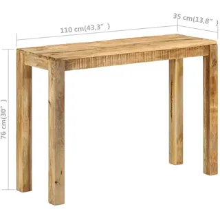 vidaXL Raues Mangoholz Konsolentisch 110x35x76cm braun