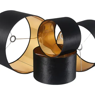 Samt Lampenschirm Schwarz 35 cm mit goldener Innenseite E14/ E27