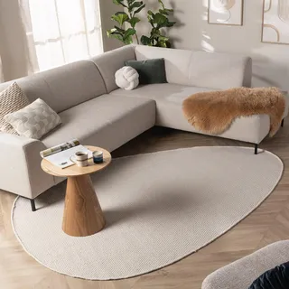 FRAAI | Home & Living Wollteppich Organisch - Bliss Creme - 230x330cm - Wolle, Baumwolle - Flachgewebe - Einfarbig - Modern, Skandinavisch, Japandi - Wohnzimmer, Schlafzimmer