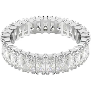 Swarovski Matrix Ring, Baguette-Schliff, Weiß, Silberfarbenes Finish