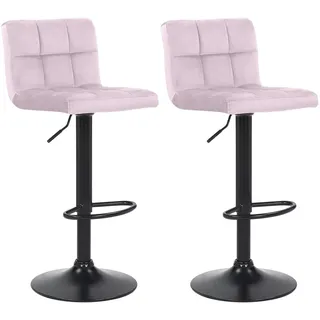 CLP Barhocker Feni Samt 2er Set höhenverstellbar Rosa