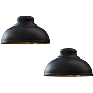 LEDSone Industrielle Decken-Pendelleuchtenschirme, Retro-Vintage-Stil, Pendelleuchtenschirm für hängende Deckenleuchten (schwarz Gold innen 2pk)