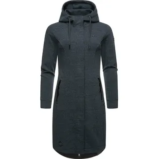 Ragwear Damen, Leichter Sweat Übergangsmantel lang windabweisend mit Kapuze Letti Long Black Gr. L - L