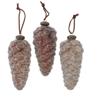 B. 3tlg Set Weihnachts-Anhänger Mikana Tannenzapfen geeist - 2012150