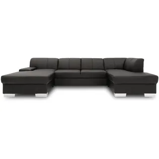 DOMO. collection Wohnlandschaft Star, Sofa in U-Form, Longchair Links, Couch in Kunstleder, 304 x 150 x 150 cm (BxTxH), schwarz