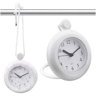 nsihing Wanduhr Analog-Badezimmeruhr –leisem Uhrwerk,zum Hängen oder Aufstellen (ABS-Kunststoff,mit benötigt 1 AA-Batterie (nicht enthalten) weiß