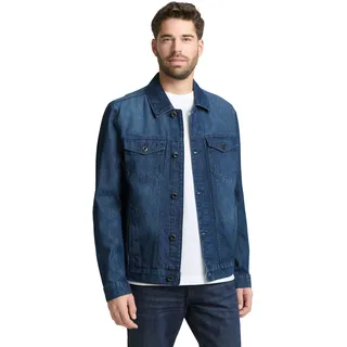 Jeansjacke TOM TAILOR, Herren, Gr. M, schwarz stone bright blau denim, Denim/Jeans, Obermaterial: 100% Baumwolle, unifarben, regular fit normal, Manschette, Jacken Jeansjacke, mit Taschen