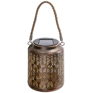 Dehner Laterne Kunststoff/Metall Ø 12 cm 16 x 12 x 12 cm solarbetrieben braun