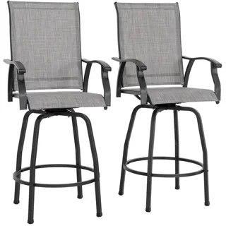 avestar drehbare Garten-Barhocker 2er Set 360° Grau