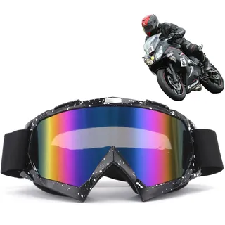 DONGZQAN Motocross Brille, Snowboard Brille, Skibrille, Crossbrille Mit Schaumstoffpolsterung, Sowohl für Damen Als Auch für Herren, Geeignet für Outdoor-Sportarten (Schwarz)