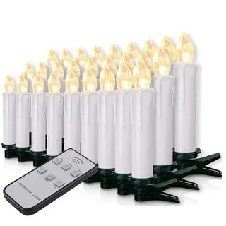 Forever Speed 20-60er Weinachten LED Kerzen Weihnachtsbeleuchtung Lichterkette Kerzen kabellos Weihnachtskerzen Weihnachtsbaum Kerzen mit Fernbedienung kabellos Baumkerzen(weisse Hülle, 40er)
