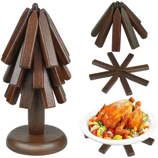 Surmol Untersetzer aus Holz Set für heiße Gerichte, heiße Töpfe und Pfannen, Topfuntersetzer Baum aus schwarzem Walnuss, Topfuntersetzer für Küche