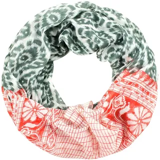 Sunsa Damen Loop Schal. 100% Baumwolle Schlauchschal für Frühlings/Sommer. Dünn Loopschal mit Blumen Design. Tücher und Schals als Frauen Geschenk (Rot/Grau #8) - circa Durchmesser ca.: 89 cm, Breite ca.: 53 cm