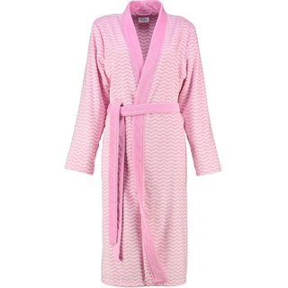 Cawö Damenbademantel Damen Bademantel, Langform, Baumwolle, Kimono-Kragen, Gürtel, Modisches Design rosa|weiß 40