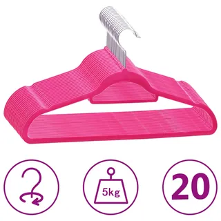 vidaXL Kleiderbügel Samt Rosa 20 St.