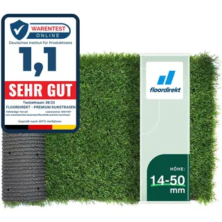 Floordirekt Kunstrasen Outdoor Rasenteppich Meterware - Grasteppich - Rollrasen - Kunststoffrasen - Rasen für Balkon & Garten Rasen Teppichboden für Außen nach Maß 14mm Höhe, Riviera 100x100 cm