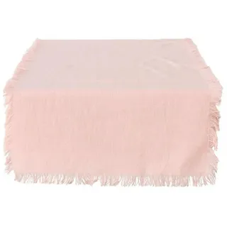 Boltze Tischläufer LENEA, 40 x 140 cm - Rosa - Baumwolle - mit Fransen