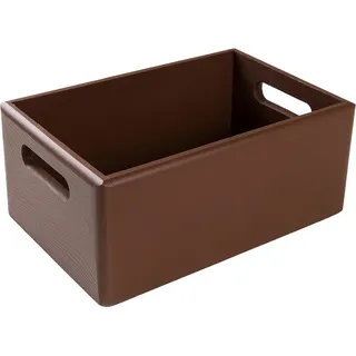 Creative Deco Braune Holzkiste Obstkiste Korb 30x20x13cm (+/-1cm) mit Griffen ohne Deckel | Hölzernen Kasten Holzbox Kiste Weihnachten | Für Dokumente Wertsachen Spielzeuge Werkzeuge