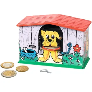 Spardose Hund 14106-13 x 7 x 8,5 cm aus Blech für Kinder | parbüchse für Kinder im Retrodesign, 13 x 7 x 8,5 cm, Geschenkidee für Taschengeld und Münzen