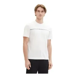 Tom Tailor T-Shirt mit Label-Print, Weiss, XL
