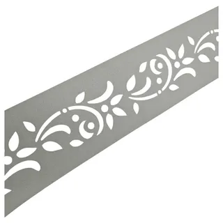 zaunzu Sichtschutzstreifen PREMIUM Dekor Floral1 Sichtschutz Steingrau 2,55m, (1x Einzelstreifen, Lasermuster für Deinen Doppelstabmattenzaun Laserstreifen), 5 Jahre garantierte Farbechtheit, UV-beständig grau