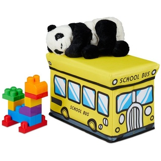 relaxdays Spielzeugtruhe Spielzeugkiste faltbar mit Deckel, B gelb|schwarz