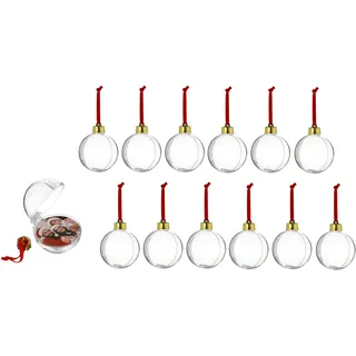 Christbaumkugel Zum Selber Befüllen 8 Cm - 12er Set - Diy Weihnachtskugeln Mit Samt Band