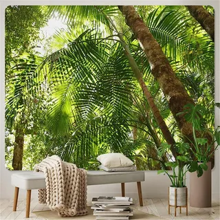 Sxakswol Wandteppich Groß Palme Wandbehang Tropischer Dschungel Tapisserie 3D Wandtuch Palme Wandteppiche Aesthetic für Wohnzimmer Schlafzimmer Wohnheim Wanddeko, 180x200 cm