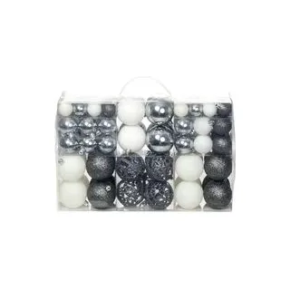 Set Mit 100 Weihnachtskugeln 3/4/6 Cm Weiß/grau-crezuo