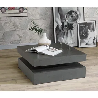 Forte Couchtisch mit rotierender Tischplatte Betonoptik 78 x 34 x 78 cm