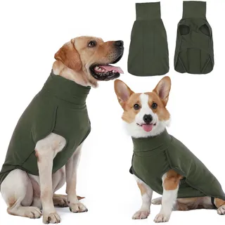 Hjyokuso Hundepullover aus Fleece, warmer und leichter Pullover, Pyjama, Mantel, für Herbst und Winter, kaltes Wetter, Welpenbekleidung für kleine, mittelgroße und große Hunde (Grün, XS)
